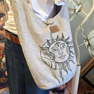 Gray Sun and Moon Shoulder Bag